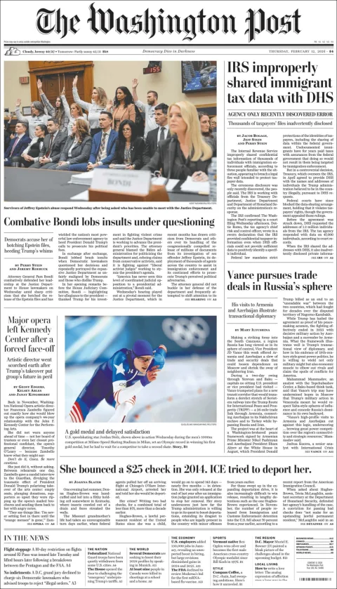 Portada de The Washington Post