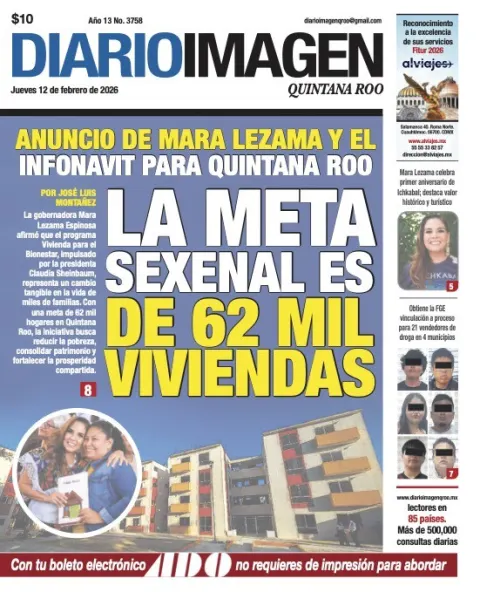 Portada de Diario Imagen Quintana Roo del jueves, 12 de febrero de 2026