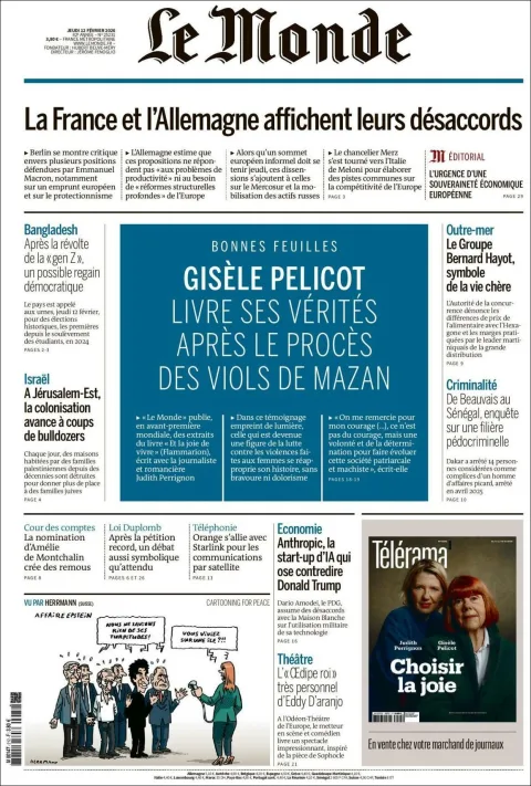 Portada de Le Monde del jueves, 12 de febrero de 2026