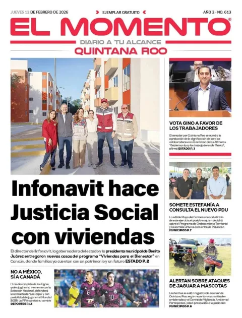 Portada de El Momento Quintana Roo del jueves, 12 de febrero de 2026