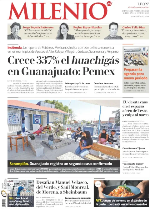 Portada de Milenio Leon del jueves, 12 de febrero de 2026