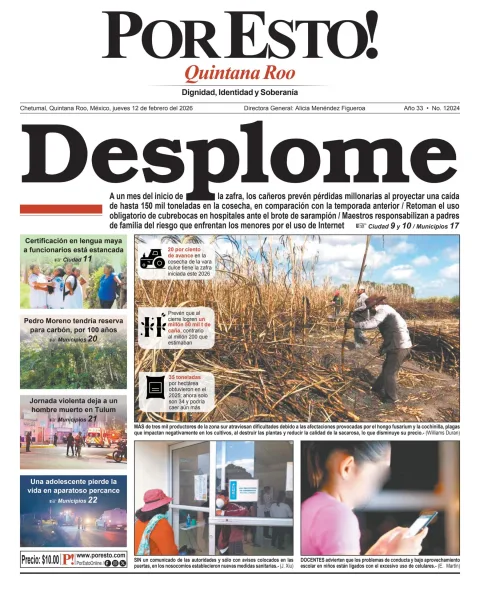 Portada de Por Esto (quintana Roo Chetumal)