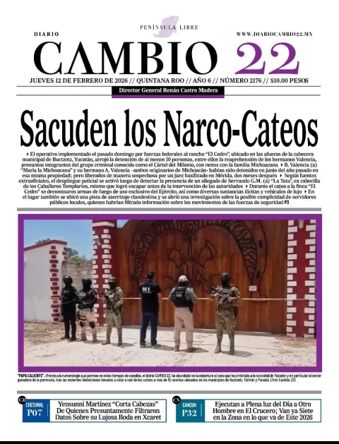 Portada de Diario Cambio 22 (portada) del jueves, 12 de febrero de 2026