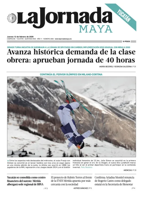 Portada de La Jornada Maya Yucatán del jueves, 12 de febrero de 2026