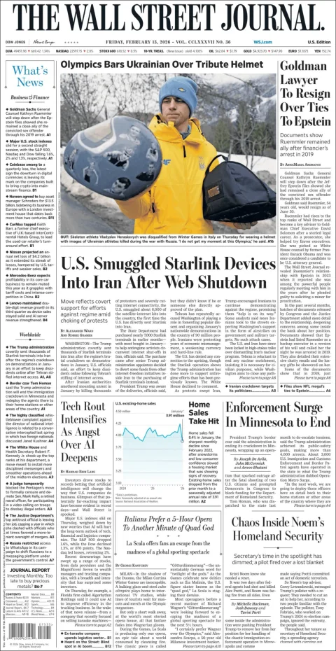 Portada de The Wall Street Journal