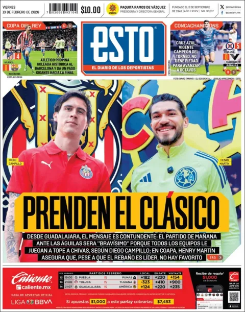 Portada de Esto del viernes, 13 de febrero de 2026