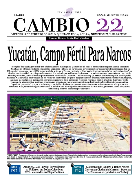Portada de Diario Cambio 22 (portada) del viernes, 13 de febrero de 2026