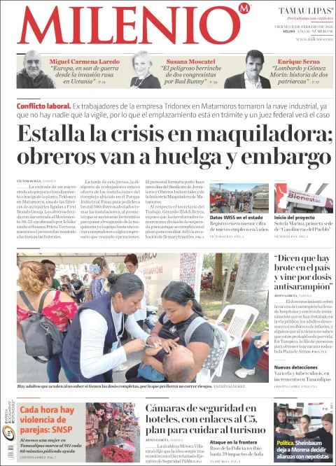 Portada de Milenio Tamaulipas del viernes, 13 de febrero de 2026