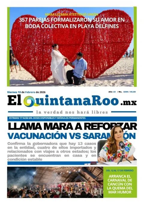 Portada de El Quintana Roo (portada) del 2026-02-13