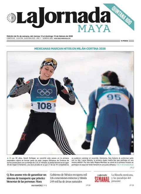 Portada de La Jornada Maya Quintana Roo del viernes, 13 de febrero de 2026