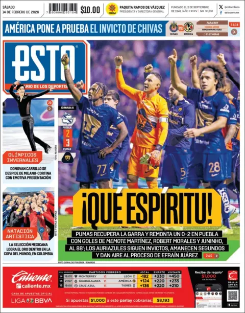 Portada de Esto del sábado, 14 de febrero de 2026