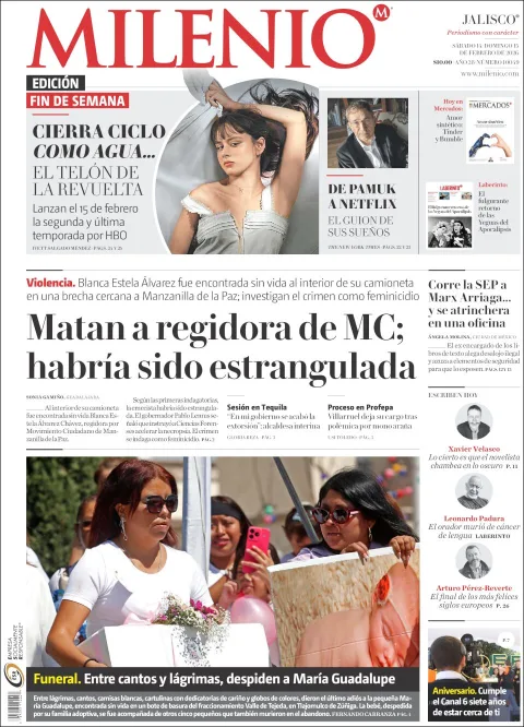 Portada de Milenio Jalisco del sábado, 14 de febrero de 2026