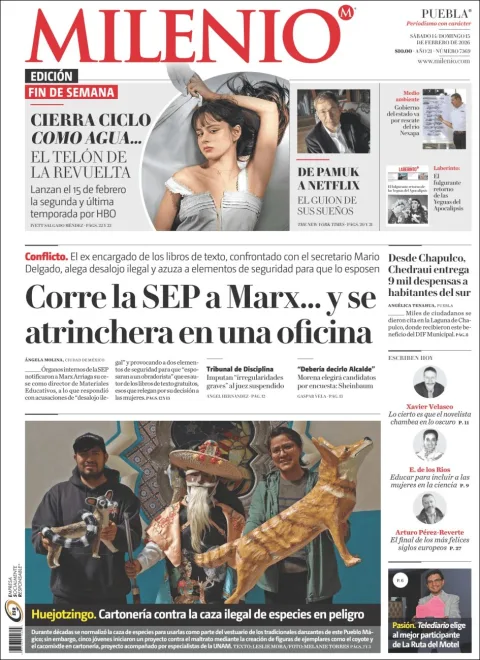 Portada de Milenio Puebla del sábado, 14 de febrero de 2026