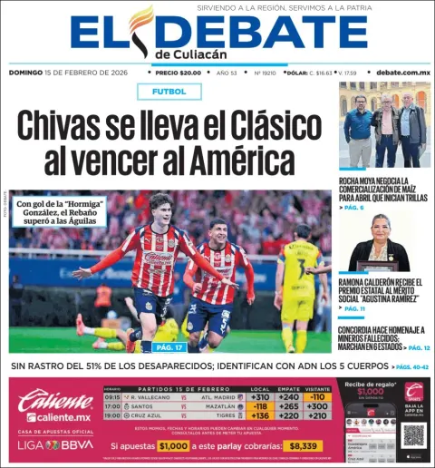 Portada de El Debate de Culiacan