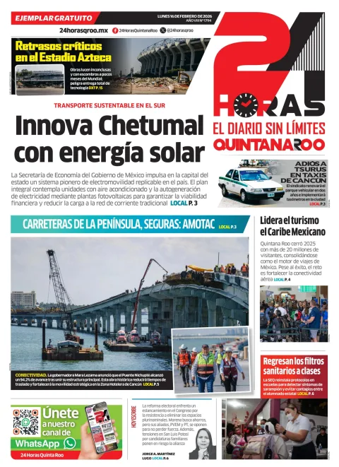 Portada de 24 Horas Quintana Roo
