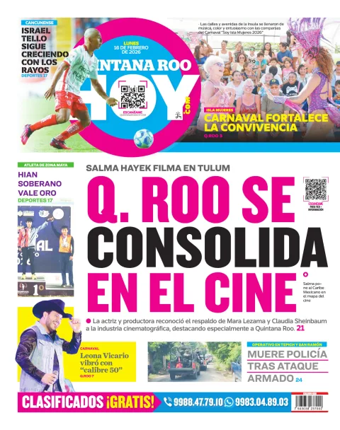 Portada de Quintana Roo Hoy (contraportada)