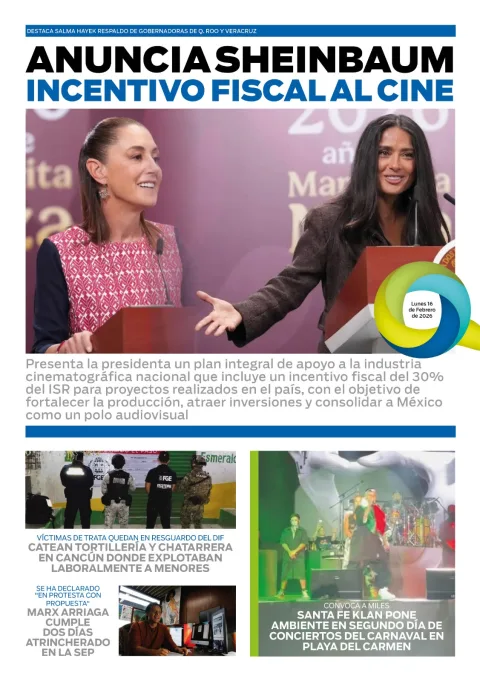 Portada de El Quintana Roo (contraportada) del 2026-02-16