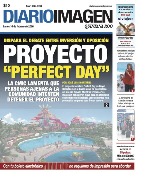 Portada de Diario Imagen Quintana Roo del lunes, 16 de febrero de 2026