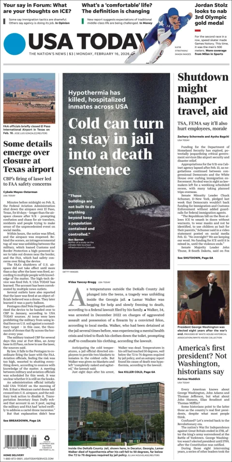 Portada de Usa Today