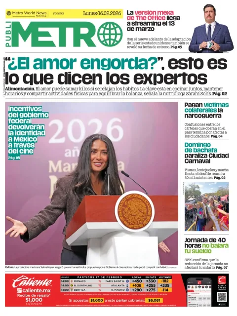 Portada de Publimetro Merida del lunes, 16 de febrero de 2026
