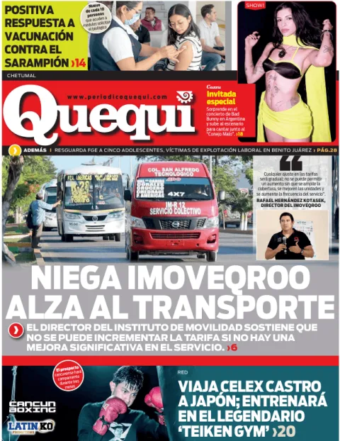 Portada de Quequi (contraportada) del lunes, 16 de febrero de 2026