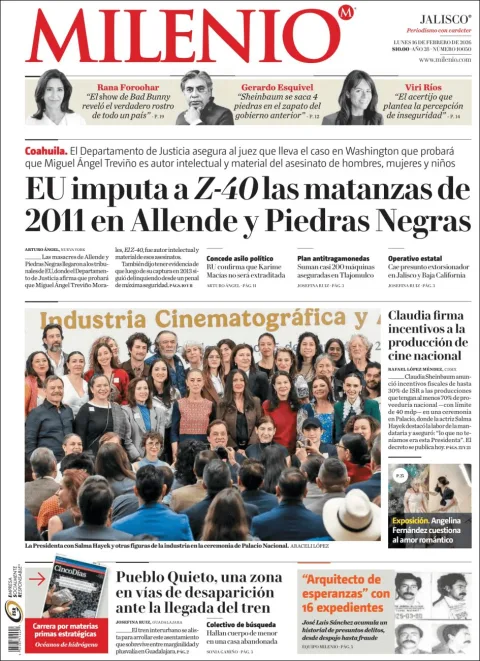 Portada de Milenio Jalisco del lunes, 16 de febrero de 2026