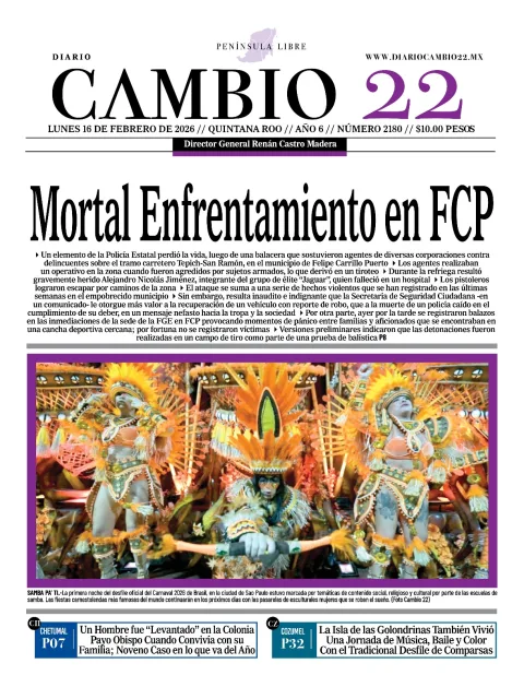 Portada de Diario Cambio 22 (portada) del lunes, 16 de febrero de 2026