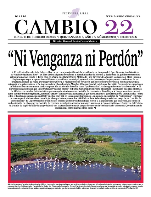 Portada de Diario Cambio 22 (contraportada) del lunes, 16 de febrero de 2026
