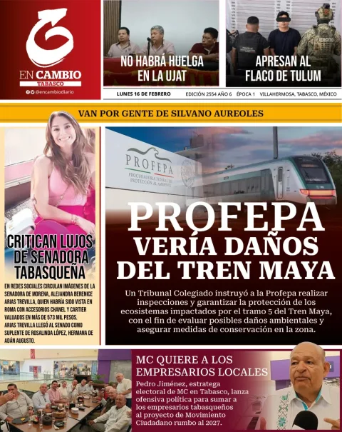 Portada de En Cambio - Tabasco (contraportada) del lunes, 16 de febrero de 2026