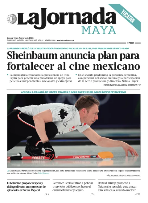 Portada de La Jornada Maya Yucatán del lunes, 16 de febrero de 2026