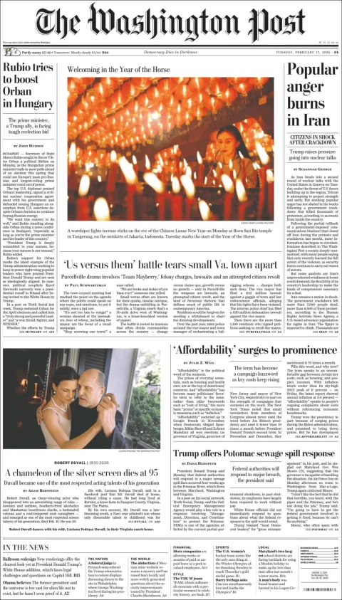 Portada de The Washington Post