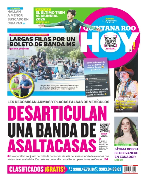 Portada de Quintana Roo Hoy (contraportada)