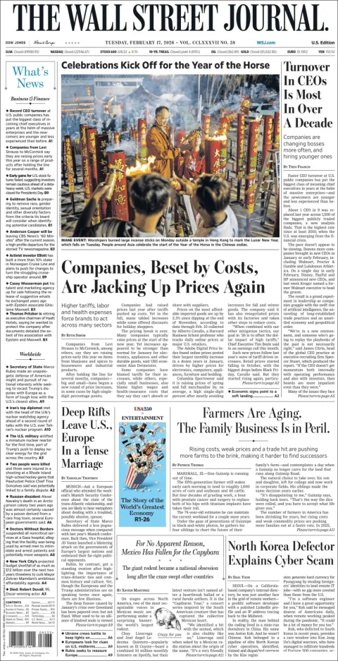 Portada de The Wall Street Journal