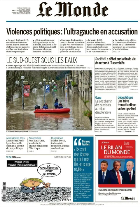 Portada de Le Monde del martes, 17 de febrero de 2026