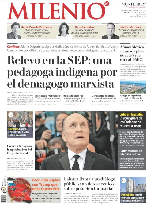 Portada de Milenio del martes, 17 de febrero de 2026