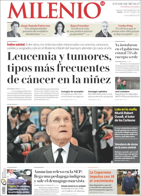 Portada de Milenio Edo de Mexico del martes, 17 de febrero de 2026