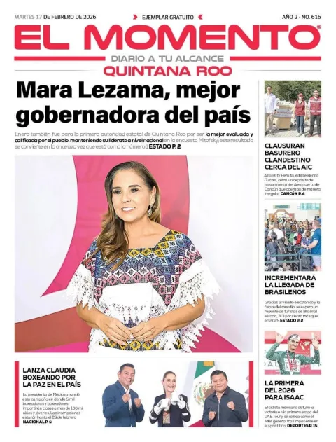 Portada de El Momento Quintana Roo del martes, 17 de febrero de 2026