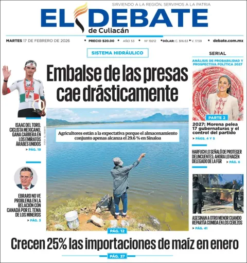 Portada de El Debate de Culiacan del martes, 17 de febrero de 2026