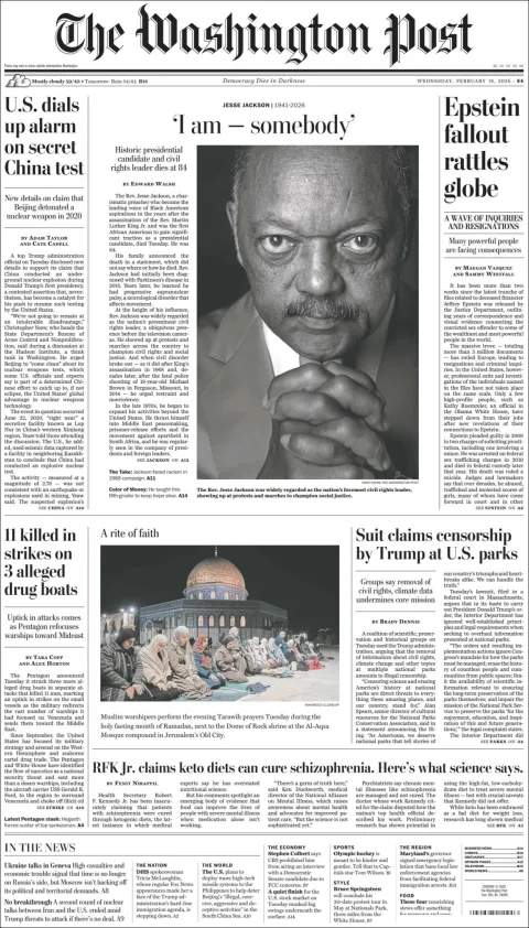 Portada de The Washington Post