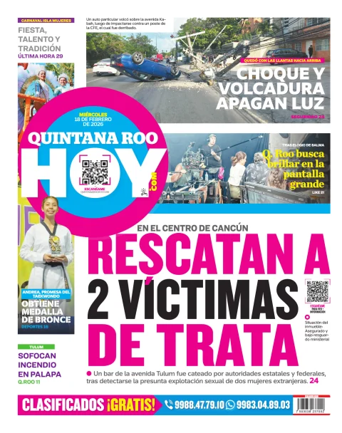 Portada de Quintana Roo Hoy (contraportada)
