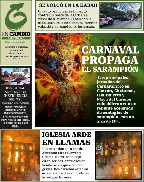 Portada de En Cambio - Quintana Roo (portada) del miércoles, 18 de febrero de 2026