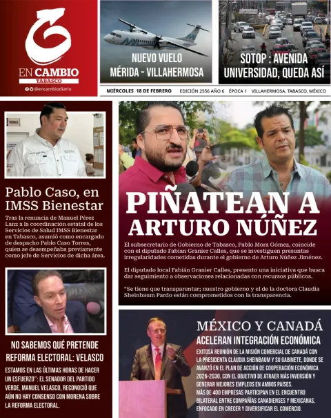 Portada de En Cambio - Tabasco (contraportada) del miércoles, 18 de febrero de 2026