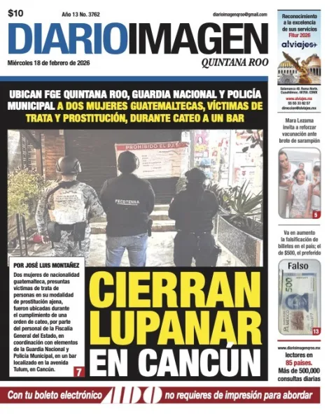 Portada de Diario Imagen Quintana Roo del miércoles, 18 de febrero de 2026