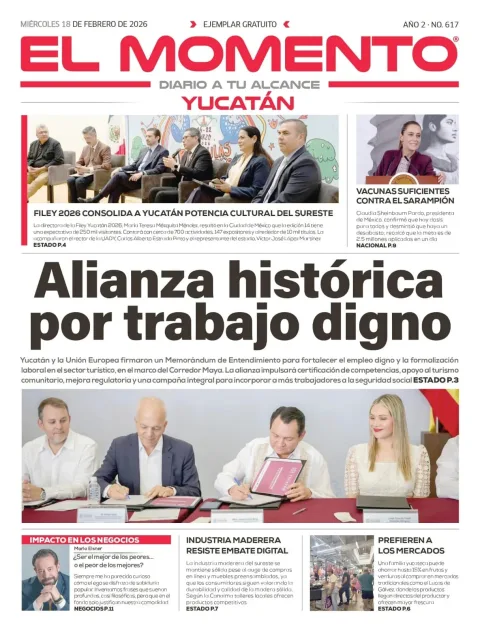 Portada de El Momento Yucatan del miércoles, 18 de febrero de 2026