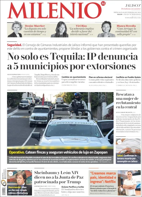 Portada de Milenio Jalisco del miércoles, 18 de febrero de 2026