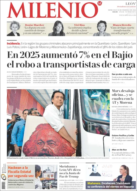 Portada de Milenio Leon del miércoles, 18 de febrero de 2026