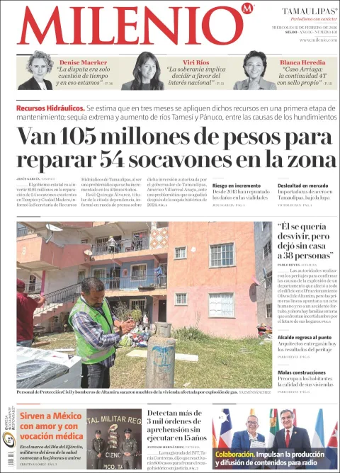 Portada de Milenio Tamaulipas del miércoles, 18 de febrero de 2026