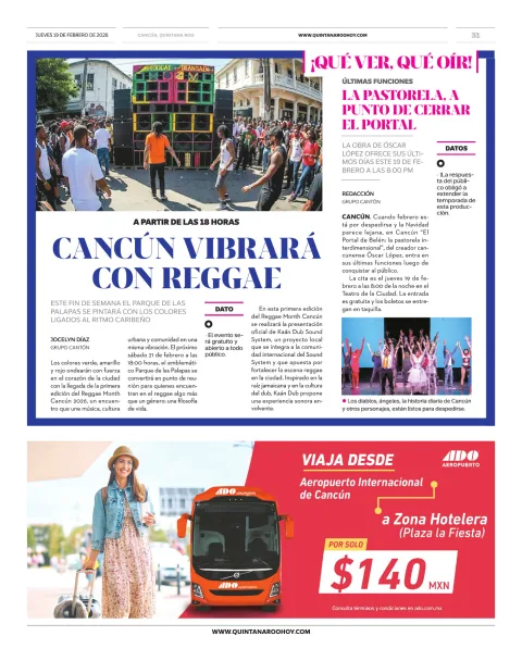 Portada de Quintana Roo Hoy (contraportada)