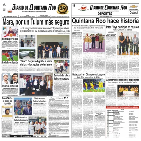 Portada de Diario de Quintana Roo (portada)