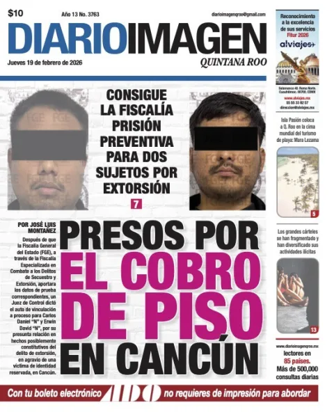 Portada de Diario Imagen Quintana Roo del jueves, 19 de febrero de 2026